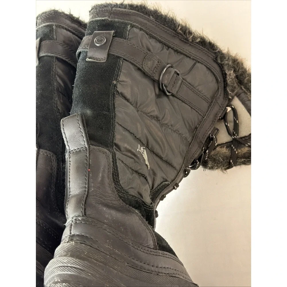 THE NORTH FACE Black Nuptse Purna PrimaLoft Tall Winter Boots Waterproof‎ Sz 8